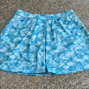 Head Blue Pleated Skater Mini Skirt